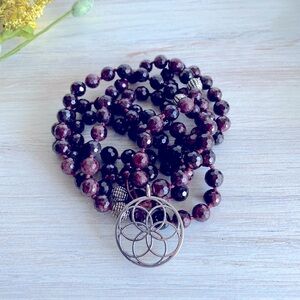 Garnet | Passion | Zen Style Mala Necklace | Prayer Beads